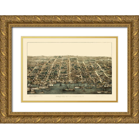 Alexandria Virginia - 1863 Gold Ornate Wood Framed Art Print with Double Matting by Unknown