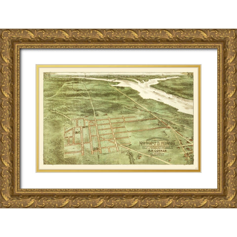 Alexandria Virginia - Gorman 1890 Gold Ornate Wood Framed Art Print with Double Matting by Gorman