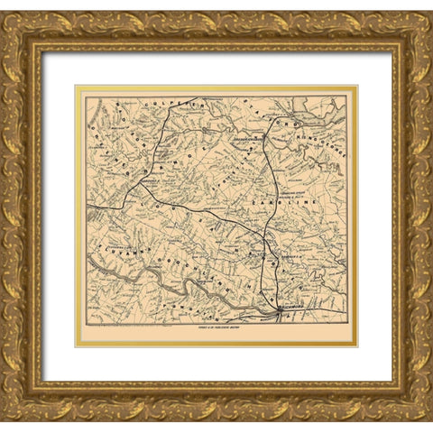 Battle Ground Virginia - Forbes 1863 Gold Ornate Wood Framed Art Print with Double Matting by Forbes