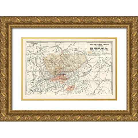 South Western Virginia - Nader 1892 Gold Ornate Wood Framed Art Print with Double Matting by Nader