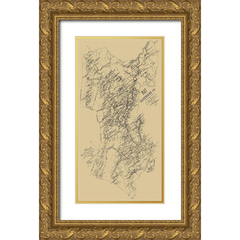 Botetourt County Virginia - Hotchkiss 1885 Gold Ornate Wood Framed Art Print with Double Matting by Hotchkiss