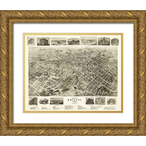 Bristol Virginia - Fowell 1912 Gold Ornate Wood Framed Art Print with Double Matting by Fowler