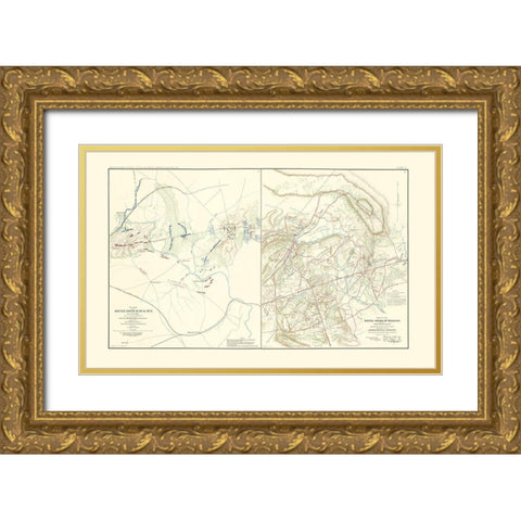 Battlefields of Bull Run Manassas - McDowell 1895 Gold Ornate Wood Framed Art Print with Double Matting by McDowell