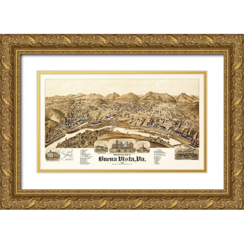 Buena Vista - 1891 Gold Ornate Wood Framed Art Print with Double Matting by Unknown