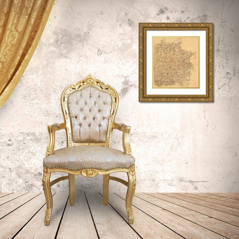 Caroline County Virginia - Alt 1860 Gold Ornate Wood Framed Art Print with Double Matting by Alt