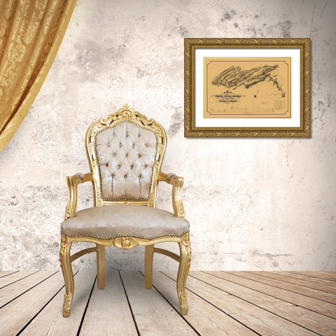 Central Railroad Virginia - Gillt 1860 Gold Ornate Wood Framed Art Print with Double Matting by Gillt