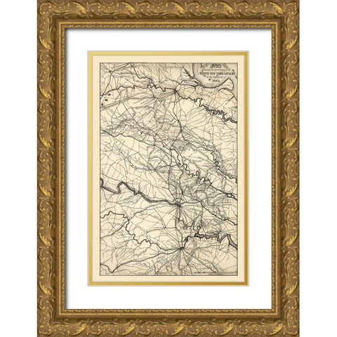 Central Virginia - 1864 Gold Ornate Wood Framed Art Print with Double Matting by Unknown