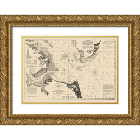 Chesapeake Bay, York River - Williams 1863 Gold Ornate Wood Framed Art Print with Double Matting by Williams