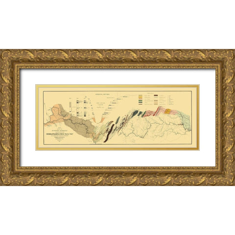 Chesapeake and Ohio Railway, Showing Minerals 1872 Gold Ornate Wood Framed Art Print with Double Matting by Maury
