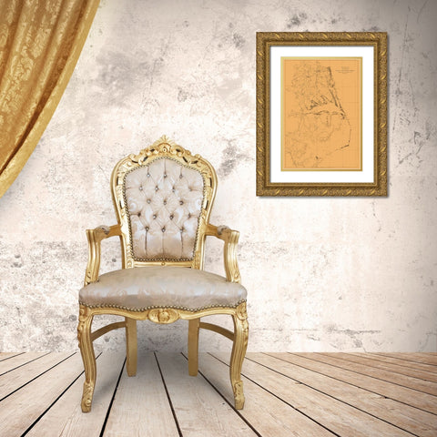 Virginia North Carolina US Coast - Lindenkohl Gold Ornate Wood Framed Art Print with Double Matting by Lindenkohl
