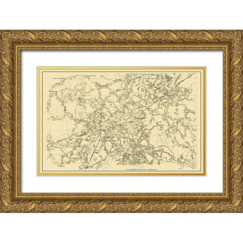 Culpeper Virginia Landowner - 1865 Gold Ornate Wood Framed Art Print with Double Matting by Unknown