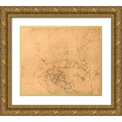 Culpepper County Virginia - 1864 Gold Ornate Wood Framed Art Print with Double Matting by Unknown