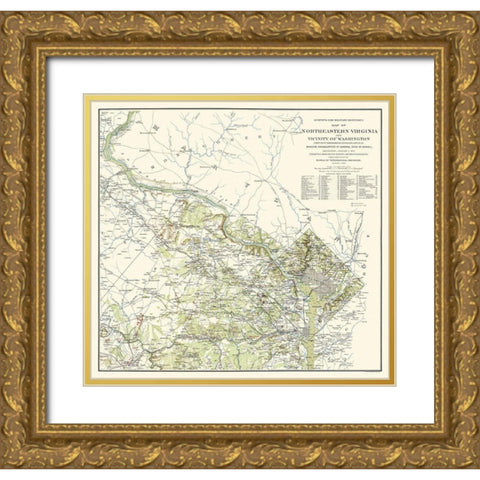 Military Defenses Virginia Washington Gold Ornate Wood Framed Art Print with Double Matting by McDowell
