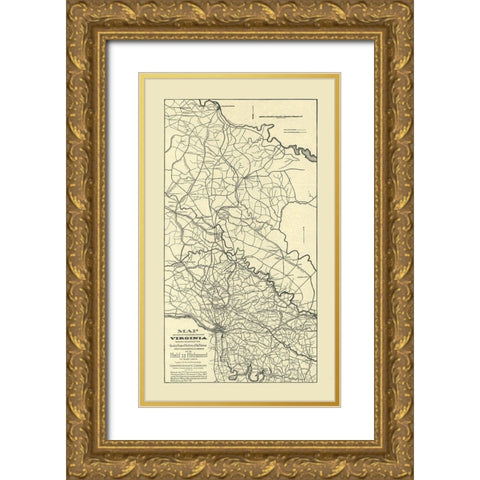 Eastern Portion Virginia Preston 1864 Gold Ornate Wood Framed Art Print with Double Matting by Preston