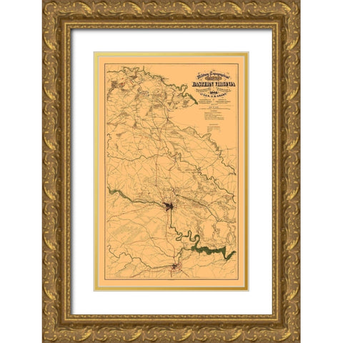 Eastern Virginia - Sholl 1864 Gold Ornate Wood Framed Art Print with Double Matting by Sholl