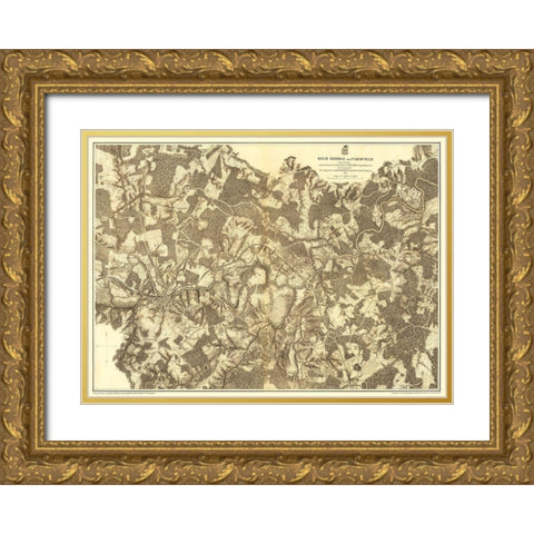 Farmville High Bridge Virginia - Michler 1867 Gold Ornate Wood Framed Art Print with Double Matting by Michler