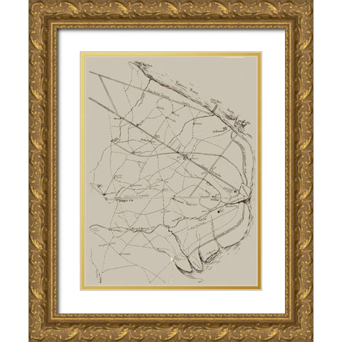Fairfax Virginia - 1861 Gold Ornate Wood Framed Art Print with Double Matting by Unknown