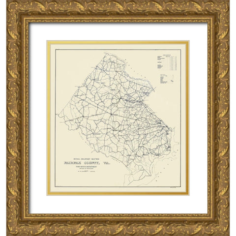 Fairfax County Virginia - 1912 Gold Ornate Wood Framed Art Print with Double Matting by Unknown