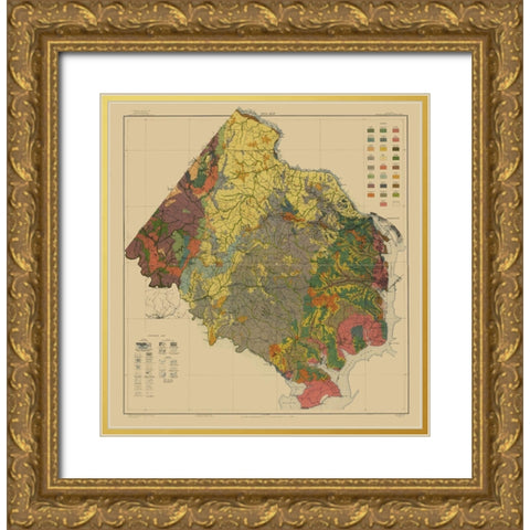 Fairfax County Virginia - Kingling 1915 Gold Ornate Wood Framed Art Print with Double Matting by KIngling