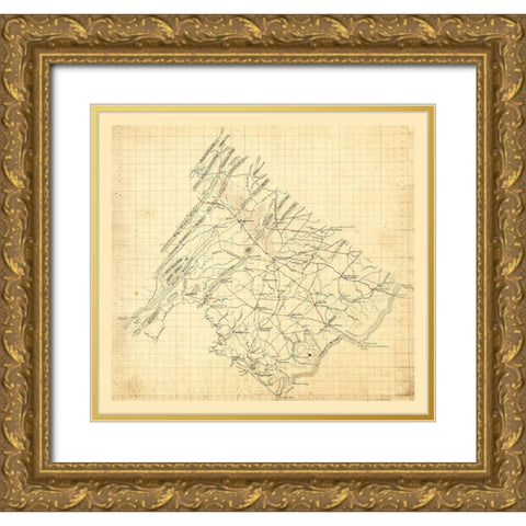 Frederick County Virginia - 1860 Gold Ornate Wood Framed Art Print with Double Matting by Unknown