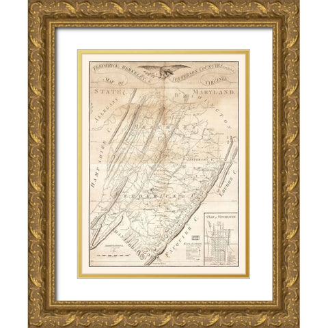 Frederick Berkeley Jefferson County Virginia - Tarte 1809 Gold Ornate Wood Framed Art Print with Double Matting by Tarte