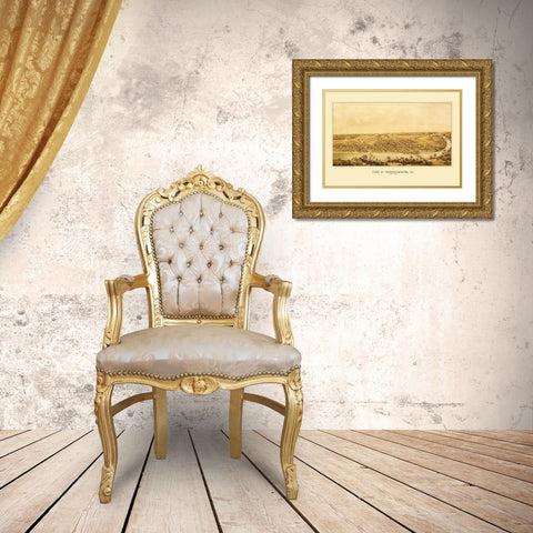 Fredericksburg Virginia - Sachse 1863 Gold Ornate Wood Framed Art Print with Double Matting by Sachse