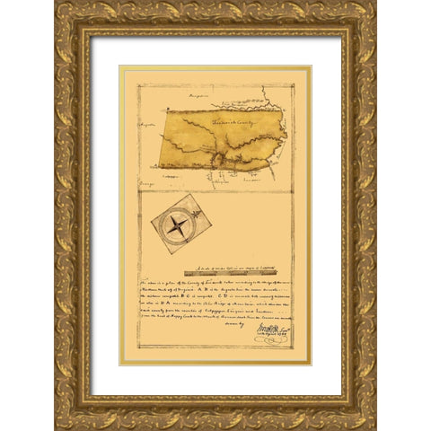 Frederick County Virginia - Roffers 1796 Gold Ornate Wood Framed Art Print with Double Matting by Roffers