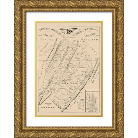 Frederick County Virginia - James 1809 Gold Ornate Wood Framed Art Print with Double Matting by James