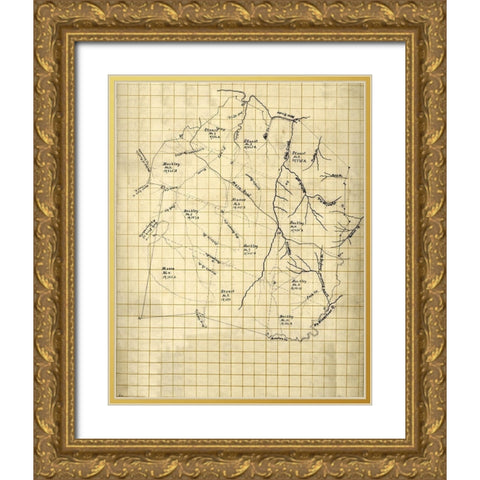 Giles County Virginia - 1794 Gold Ornate Wood Framed Art Print with Double Matting by Unknown