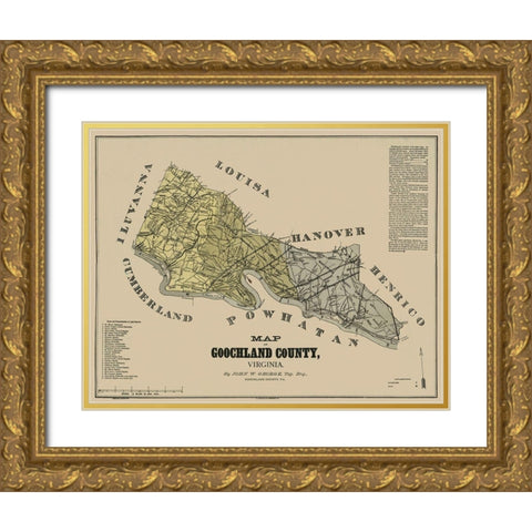 Goochland County Virginia - George 1881 Gold Ornate Wood Framed Art Print with Double Matting by George