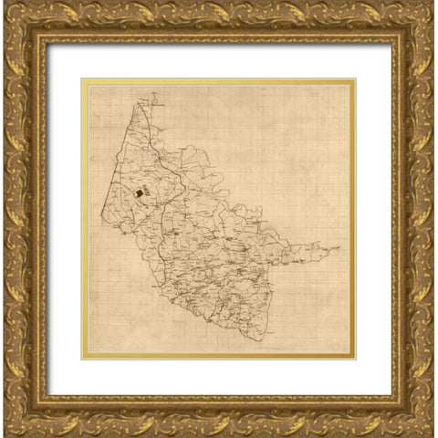 Hanover County Virginia - 1860 x 23 x 23.57 Gold Ornate Wood Framed Art Print with Double Matting by Unknown