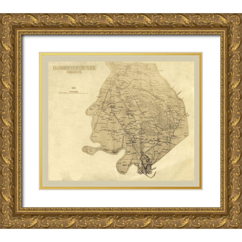 Henrico County Virginia - 1862 Gold Ornate Wood Framed Art Print with Double Matting by Unknown