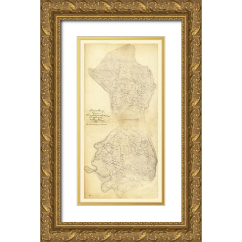 Henrico County Virginia - Smith 1864 Gold Ornate Wood Framed Art Print with Double Matting by Smith
