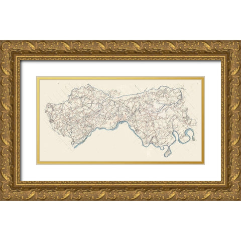 Henrico County Virginia - 1864 Gold Ornate Wood Framed Art Print with Double Matting by Unknown
