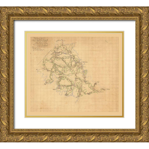 King William County Virginia - Hotchkiss 1863 Gold Ornate Wood Framed Art Print with Double Matting by Hotchkiss