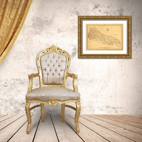 King William County Virginia - Gilmer 1865 Gold Ornate Wood Framed Art Print with Double Matting by Gilmer
