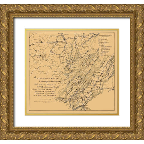 Lexington Presbyterian Synod of Virginias 1886 Gold Ornate Wood Framed Art Print with Double Matting by Hotchkiss
