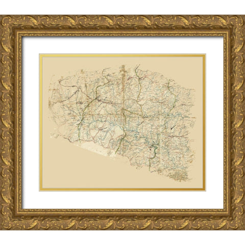 Louisa County Virginia - 1860 Gold Ornate Wood Framed Art Print with Double Matting by Unknown