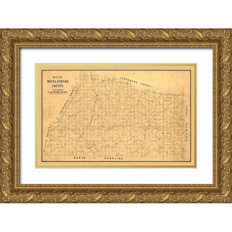 Macklenburg County Virginia - Hotchkiss 1860 Gold Ornate Wood Framed Art Print with Double Matting by Hotchkiss