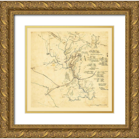 Manassas Virginia - 1861 Gold Ornate Wood Framed Art Print with Double Matting by Unknown