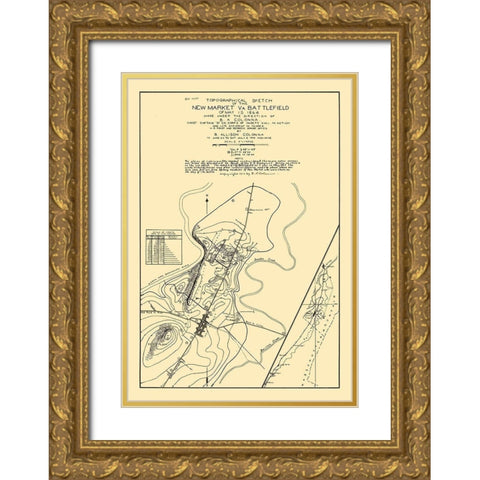 New Market Virginia - Colonna 1864 Gold Ornate Wood Framed Art Print with Double Matting by Colonna