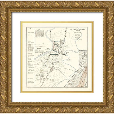 New Market Virginia - Colonna 1864 Gold Ornate Wood Framed Art Print with Double Matting by Colonna