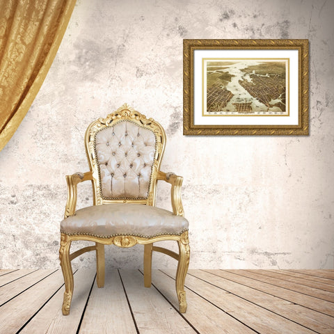 Norfolk Portsmouth Virginia - 1873 Gold Ornate Wood Framed Art Print with Double Matting by Unknown