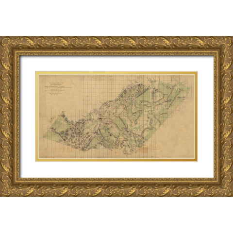 Orange County Virginia - Gilmer 1863 Gold Ornate Wood Framed Art Print with Double Matting by Gilmer