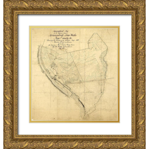 Page County Virginia - Hotchkifs 1865 Gold Ornate Wood Framed Art Print with Double Matting by Hotchkifs