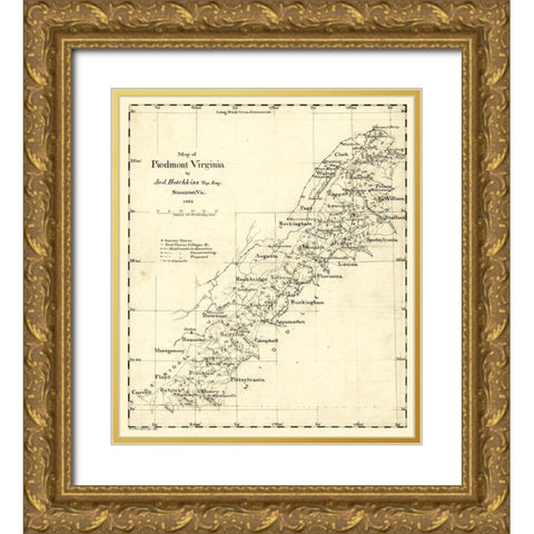 Piedmont Virginia - Hotchkiss 1873 Gold Ornate Wood Framed Art Print with Double Matting by Hotchkiss