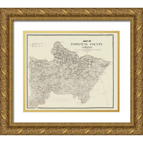 Powhatan County Virginia - Campbell 1864 Gold Ornate Wood Framed Art Print with Double Matting by Cambell