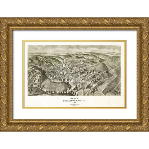 Pocahontas Virginia - Fowler 1911 Gold Ornate Wood Framed Art Print with Double Matting by Fowler