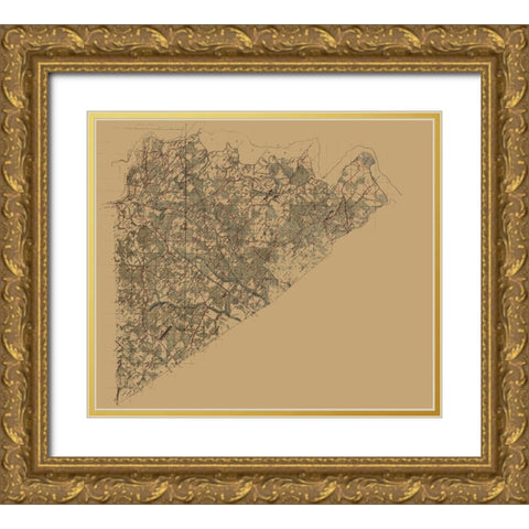 Prince George County Virginia - 1864 Gold Ornate Wood Framed Art Print with Double Matting by Unknown