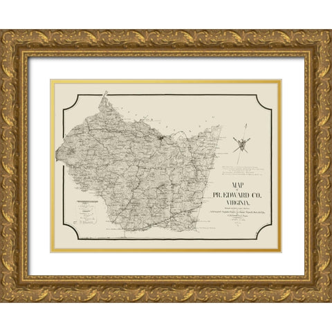 Prince Edward County Virginia - Cassell 1864 Gold Ornate Wood Framed Art Print with Double Matting by Cassell